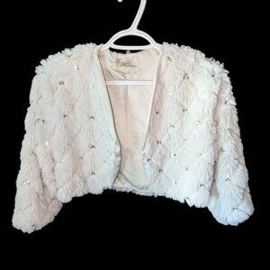 Boutique Forever 21 Fluffy Crop Bolero Open Front 3/4 Sleeve Cardigan Jacket Top